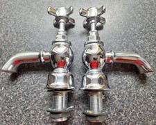 Victoria Plumbing Retro Chromed Brass Taps Ceramic H&C Caps (Used)