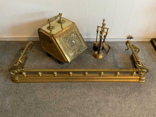 Antique english brass fireside - brass,