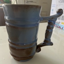 Excellent Condition: Prinknash Abbey Pottery Stein Mug Blue Brown