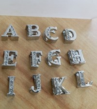 Half Diamante Alphabet Initial Letter Slide on Charm Bracelets Jewellery making