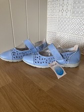 Damart Size 7/41 Powder Blue Leather Women’s Comfort Shoes Touch Tape Fasteners