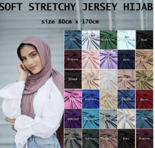 JERSEY STRETCHY HIJAB LARGE PLAIN LYCRA MAXI SCARF SHAWL WRAP WARMP TOP QUALITY