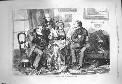 Original old antique print - old,