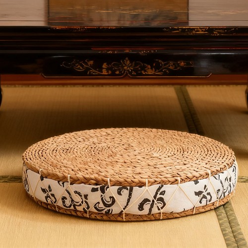 45cm round straw floor cushion - 45cm,