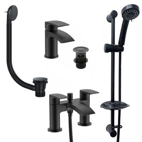 Black mono basin tap - black,