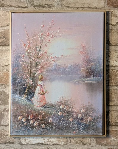 Impasto oil painting lakeside - oil,