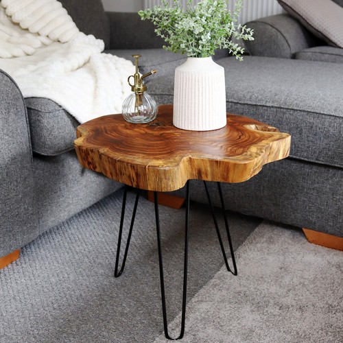 Teak root table black metal - root,