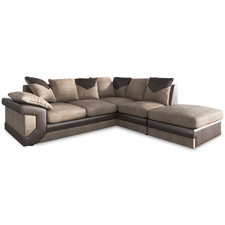 3 and 2 seater Sofas Dino Jumbo Cord Grey / Black leather , Beige Free Delivery