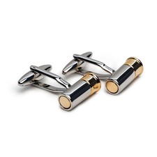 Pair of silver / gold  shotgun cartridge shooting Cufflinks in a smart box