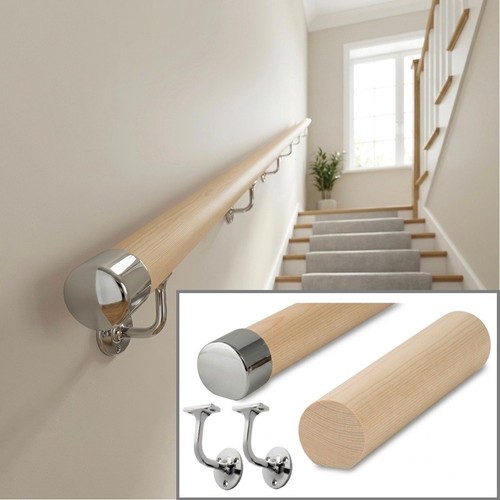 Wall mopstick handrail hemlock - wall,