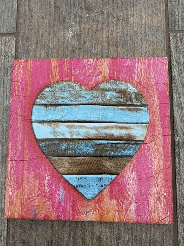 Driftwood heart decoupaged - heart,
