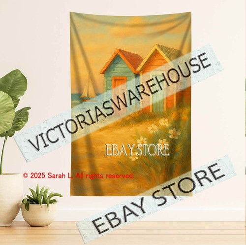 Beach huts tapestry wall