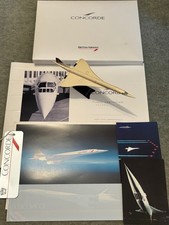 BRITISH AIRWAYS CONCORDE PLASTIC FLIGHT FOLDER MODEL STICKER CERTIFICATE POSTCAR