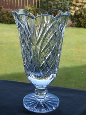 Stunning Tipperary  Crystal  8"  Footed  Vase  - Ex Cond - Stamped - Never Used