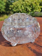 Crystal Round Flower Rose Bud Bowl with Glass Frog Display Vase