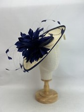 Ladies SUZANNE BETTLEY Natural with Navy Trimmed Fascinator (901)