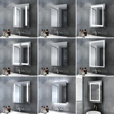 Illuminated Bathroom Mirror Cabinet with LED Light Cupboard Storage Wall Mounted