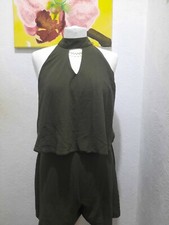 Primark Ladies Khaki Playsuit Size 10 38 halter neck romper jumpsuit club wear