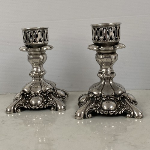 Silver plate candlesticks - silver,