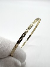 Solid 9ct Gold 3mm Pattern Round Flat 65mm Bangle / Bracelet -Hallmarked & Boxed