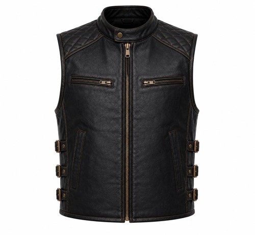 Men premium leather biker - leather,