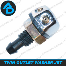 Chrome Washer Jet Twin Outlet 4.8mm Screw Fit For Car Windscreen