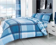 Duvet set quilt cover pillow cases large tartan check squares new bedding