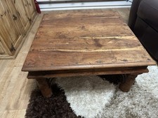 Stunning Mexican Vintage Corona Coffee Table with Metal Bracing Stud Detailing