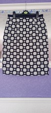 Jacques Vert Short Straight Testured Skirt Size 12 Black/White Circles Lined