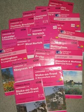 OS Ordnance Survey Landranger maps - Midlands & East Anglia selection 1980-1999