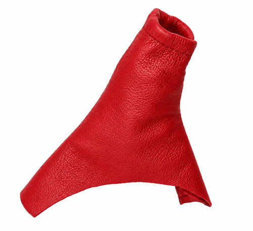 Red leather handbrake gaiter - red,