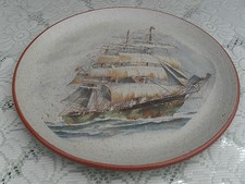 VTG PURBECK POTTERY STONEWARE NAUTICAL SHIP GALLEON BOAT PLATE