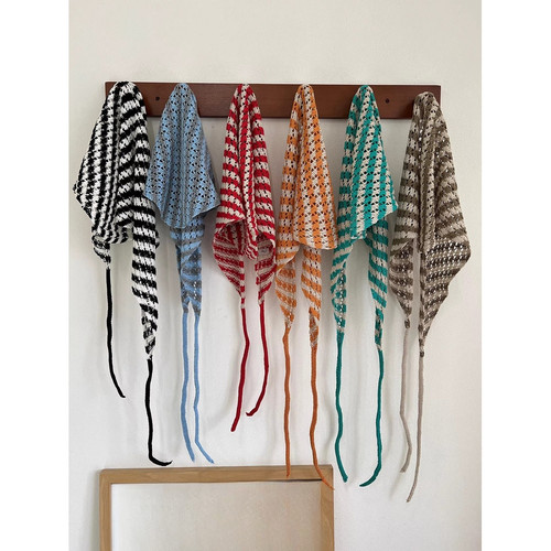 Striped korean triangle scarf - striped,