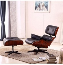 Pro Tall Lounge Chair And Ottoman Set Genuine Leather Swivel Armchair