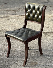 Green Leather Buttoned Back