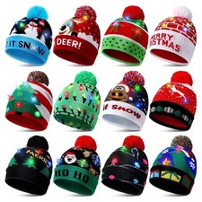Christmas LED Light Up Hat Xmas Beanie Knitted Hat 10 Colorful LED Unisex Novel