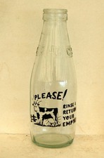 milk bottle  lovely old " PLEASE ! return empties " : LCS London Co-op dairy