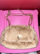 peacocks mink faux fur handbag