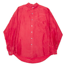 MATINIQUE Mens Plain Shirt Red Faux Silk Long Sleeve S