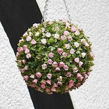 Artificial Pink Flower Ball Hanging Outdoor Garden Decor Fake Topiary 30cm Large