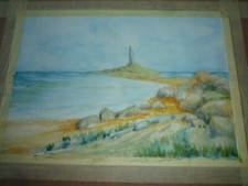 WATERCOLOUR   ORIGINAL PAINTING COASTAL SCENE