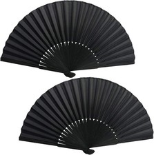 Hand Fan Folding, 2 Pcs Black