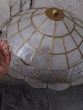 Vintage Retro 14 inch Capiz Shell Uplighter Ceiling Light Shade 
