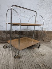 Dinette Serving Trolley Tea Trolley Table Side Table Bar Chrome 70s Oak 12
