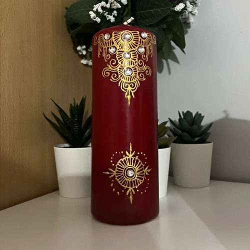 Red gold henna candles - &,