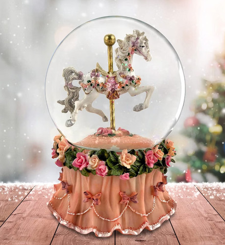 Carousel horse water globe - horse,