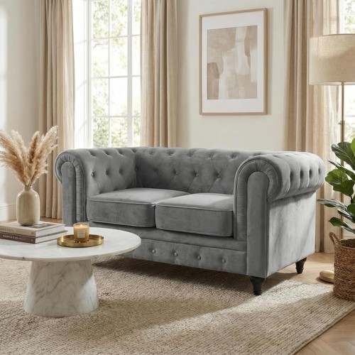 Grey velvet chesterfield sofa - chesterfield,