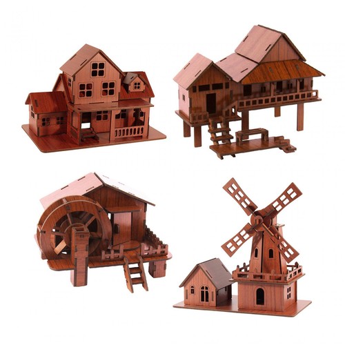 Puzzle wooden house - 3d,