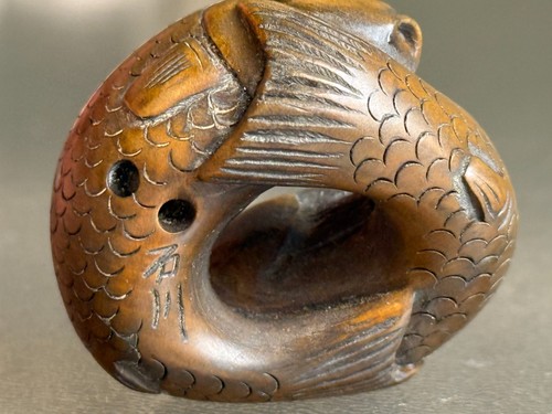 Vintage carved wood netsuke - wood,