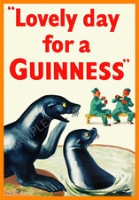 Vintage Poster GUINNESS Seal Funny Beer Alcohol Advertising Sign Art PRINT A3 A4